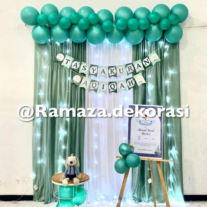Ayuanvilosop - Paket Dekorasi Aqiqah Bunting Flag Syukuran Tasyakuran Khitan Ulang Tahun 7 Bulanan K