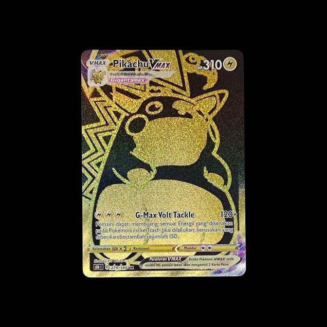 KARTU POKEMON TCG INDONESIA PIKACHU VMAX S8B 279/184 UR BLACK GOLD RARE VMAX KLIMAKS RG99