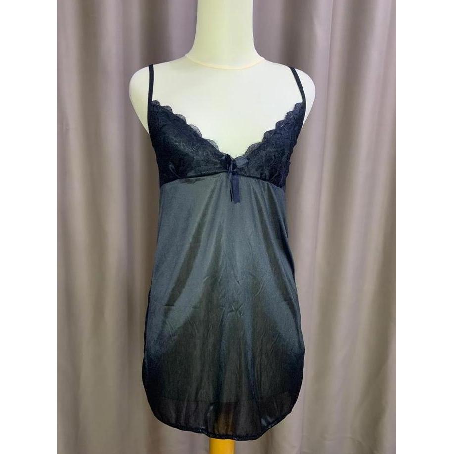 Qiu- [Kkgallery] Lingerie Nita Bahan Satin Tanpa Lengan Model Mini Daster 3018