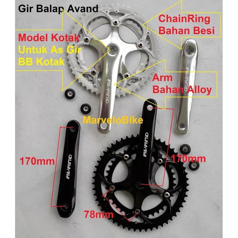 CRANK GIR SEPEDA BALAP AVAND 2 SUSUN UNITED READY STOCK