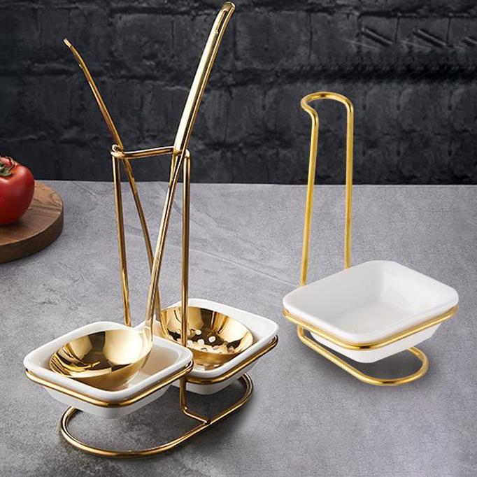 TACA Stainless Steel Ladle Soup Holder with Ceramic Bowl - Ladle Stand & Spoon Holder