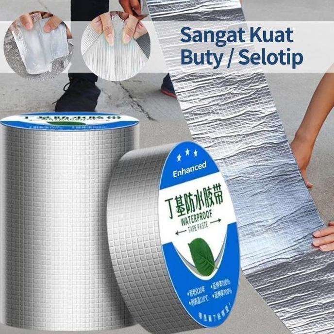 PINA Lakban Anti Bocor 5cm & 10cm X 5M Lem Anti Air Alumunium Foil Butyl Super Waterproof Tape Tamba