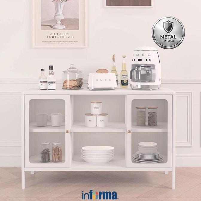 NEW  Informa Lanvin Kabinet 2 Pintu - Putih Bufet Dapur Rak Piring Tempat Penyimpanan Lemari Dapur