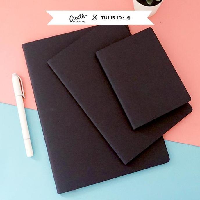 BUKU TULIS HITAM KERTAS HITAM 38 LEMBAR BLACK PAPER PLAIN NOTEBOOK A6 A5 B5