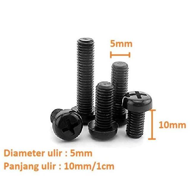 Nylon Screw Baud Plastik M5x10 M5 10mm bold spacer Ulir 5mm M5x10mm Alqshop