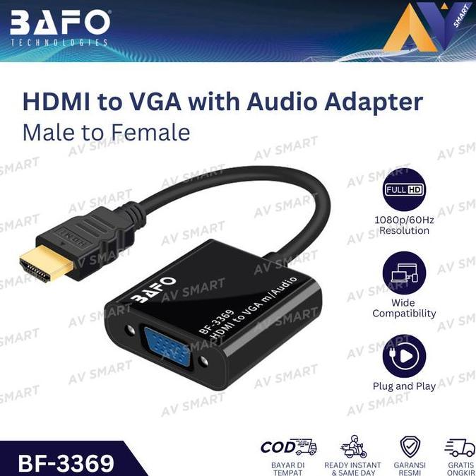 DE194 >> BAFO HDMI to VGA with Audio Adapter Konverter Converter BF-3369 BF3369
