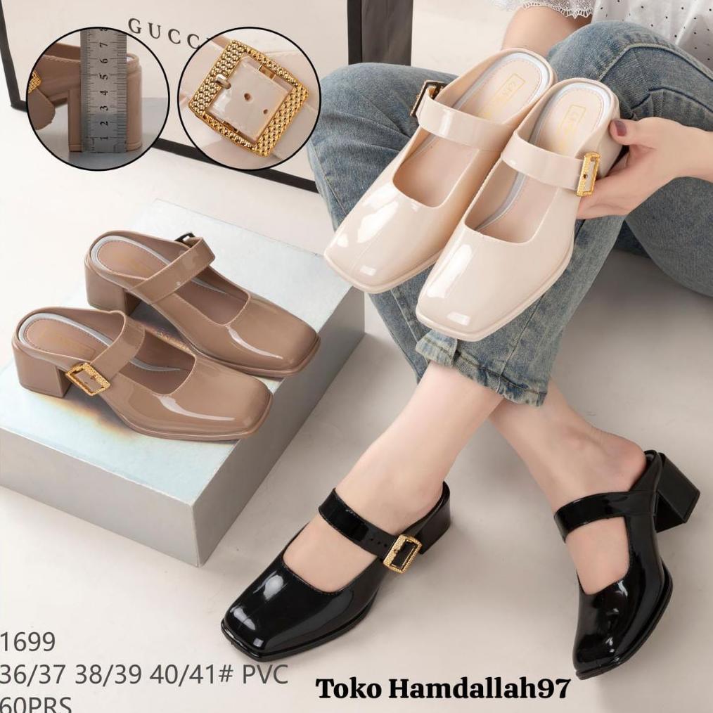 Hot Sale Sepatu Sandal Wanita Terbaru Hak Tinggi 5 Cm/ Sepatu Sendal Perempuan 1699 Lancome 36-41 Ne