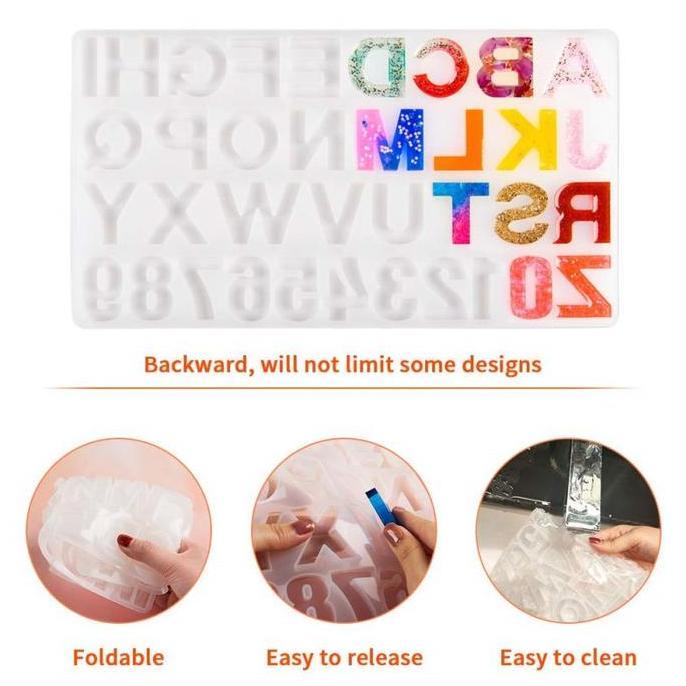236pcs Cetakan Resin Gantungan Kunci DIY Cetakan Resin Silikon Huruf Cetakan Resin Silikon Huruf Unt
