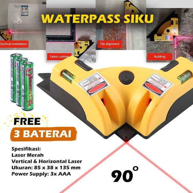 Pilihan - Alat Ukur Sudut Siku Kelurusan Lantai Permukaan 90 Derajat Waterpass Siku - Laser Untuk Pa