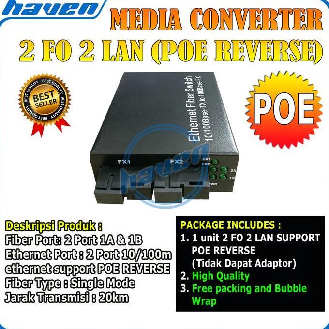 DI59 - Media Converter 2 FO 2 LAN POE Switch Fiber Optic HTB 2 SC 10/100 Mbps