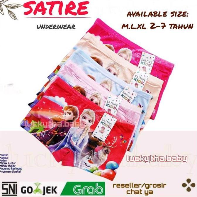 Oyuks- Grosir 12Pcs,6Pcs,3Pcs Satire Kids- Cd Boxer Anak Perempuan Dan Laki-Laki Size 2-7 Tahun Moti