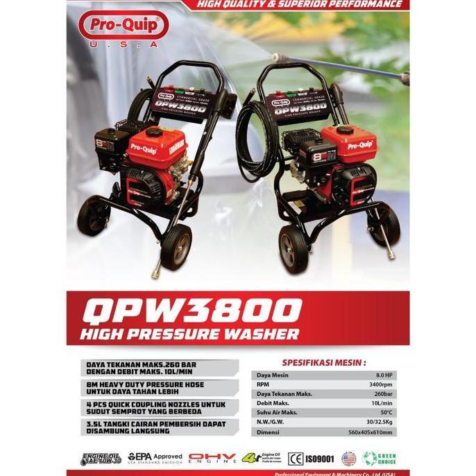 SHAANCIU (QPW-3800 PROQUIP) Jet Cleaner QPW3800 PROQUIP / Gasoline High Pressure Washer Steam Cuci M