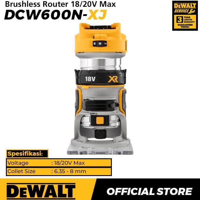 Dewalt Brushless Router / Mesin Profil Kayu Baterai 18/20V Max DCW600N-XJ (Unit Only)