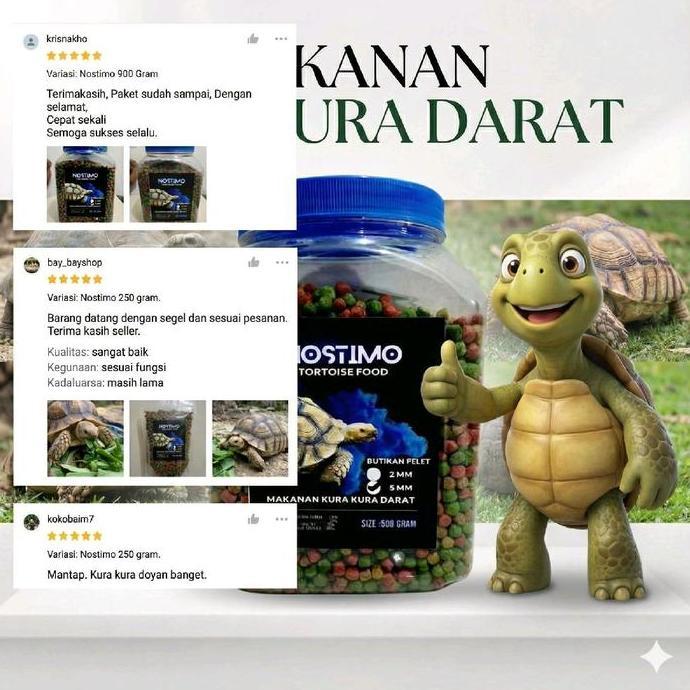 Nostimo Pelet Kura Kura Darat Tortoise Food Sulcata Aldabra Pardalis | Makanan Kura Kura Darat Nutri