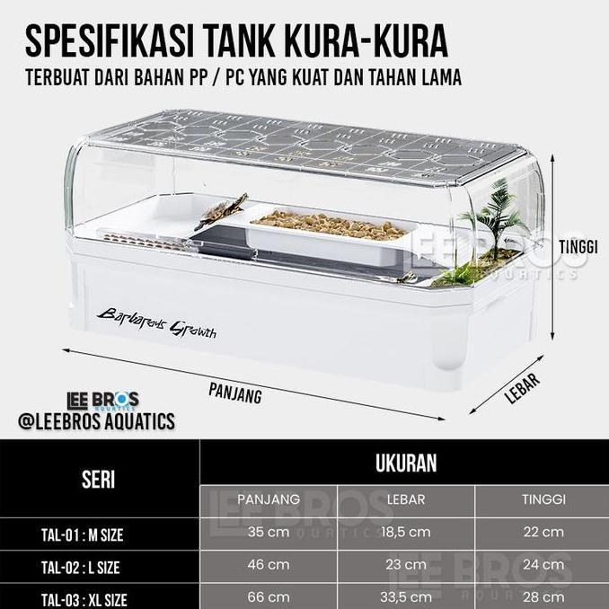 Luxury Aquarium Kura Kura M Size + FILTER / Kandang Kura Kura seri TAL-01 / Tank Kura Kura / Turtle 