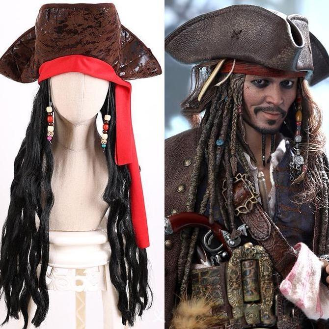 VIOVYS Wig Bajak Laut Topi Bajak Laut Dewasa Pirates Hat Cosplay Halloween