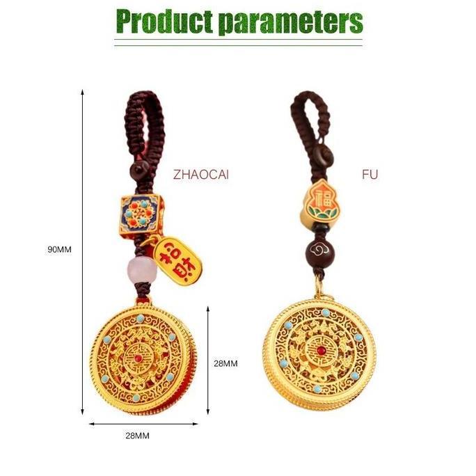YUZABA Gantungan Kunci Fengshui Kuningan Emas Kuno, Aksesori Mobil Tas Tradisional
