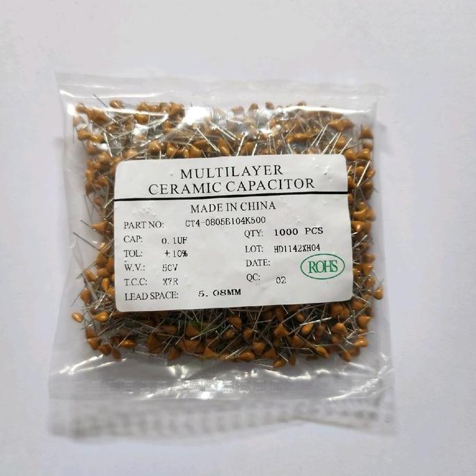 CAPACITOR KAPASITOR MULTILAYER 104 100N 50V 1000 PCS ASLI