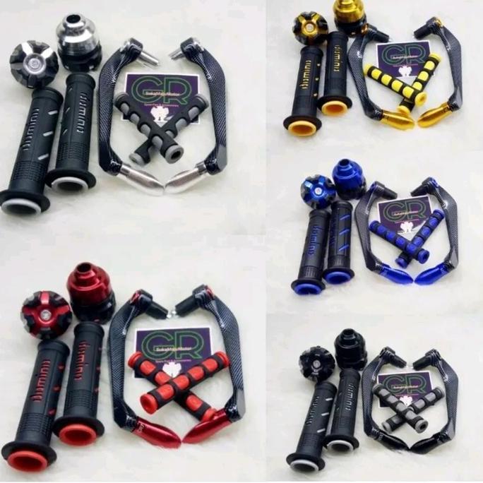 Nzar.id99 - Paket 4 in 1 Proguard Carbon Sabit + Grip Domino sisik + Jalu As Roda + Karet Handle Rem