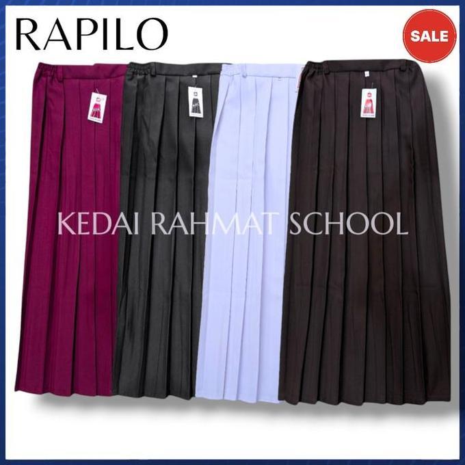 PREMIUM / Rok Sekolah Pramuka Paskibra SD SMP Rempel Lepit Panjang Merah Hati Maroon Putih Hitam Cok