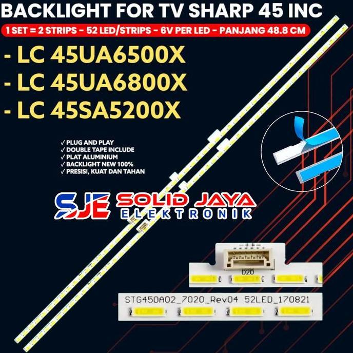 BACKLIGHT TV SHARP 45 INCH LC-45SA5200X LC-45UA6500X LC-45UA6800X STG45AD2_7020_REV04 52LED_170821 A