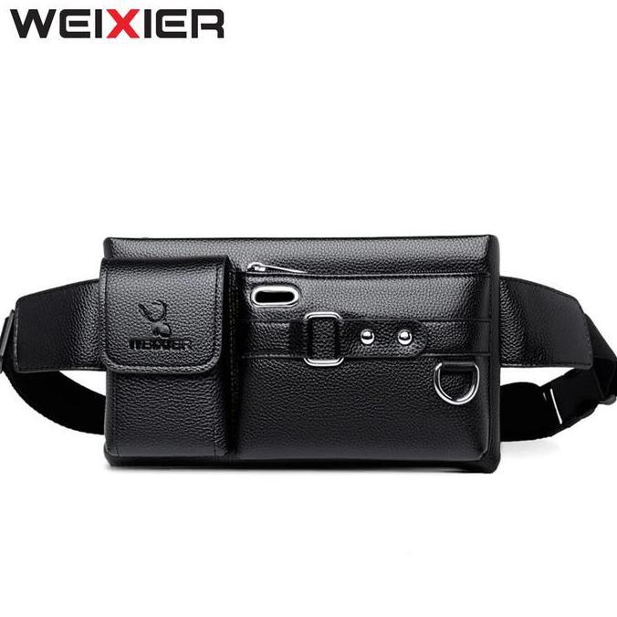 WEIXIER 8117 Tas Selempang Pria Kulit Waistbag Anti Air