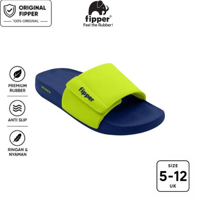 Fipper Slides Sandal Selop Anti Slip Pria Original Ringan Nyaman Blue Port / Green Neon / Blue Port