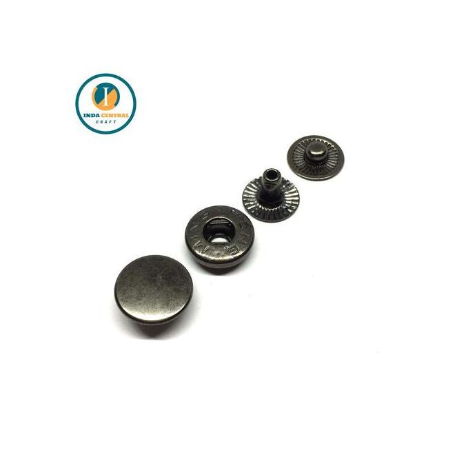 DA28 - Kancing Cetet Besi Diameter 12 mm (330) Warna Black Nikel isi 50 Set