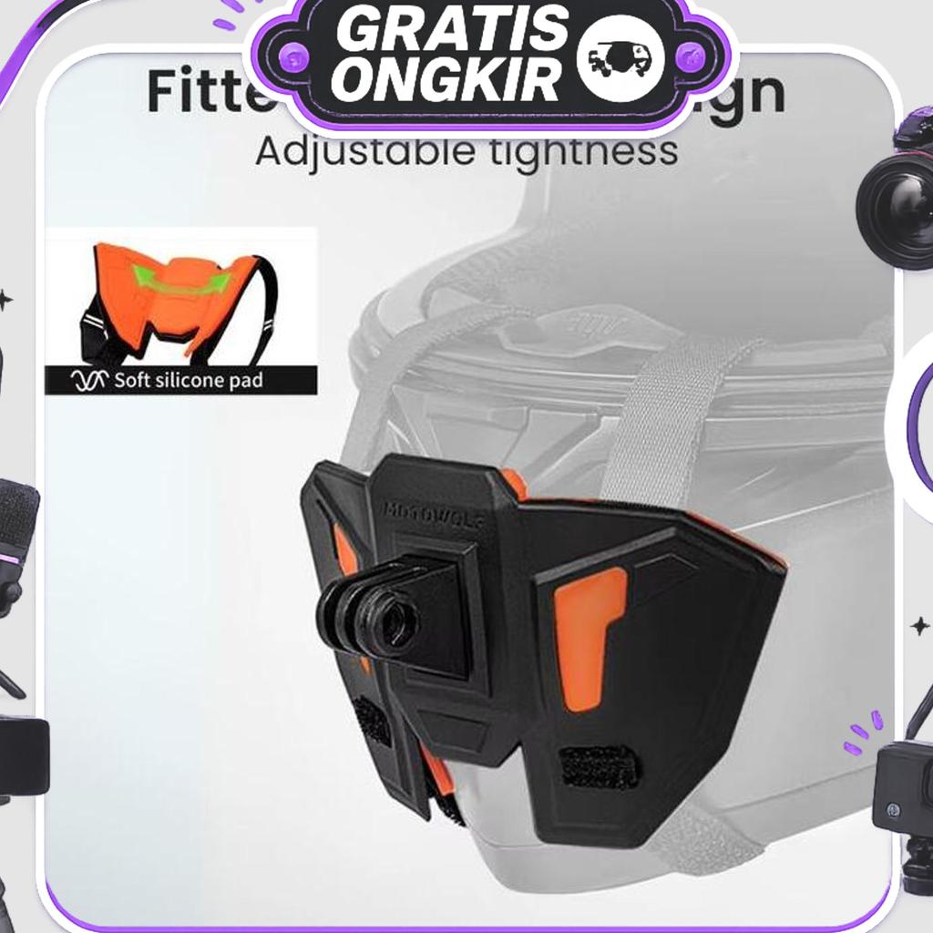 Dudukan Helm Chin Mount Motor Motowolf For Go Pro BreketCamera