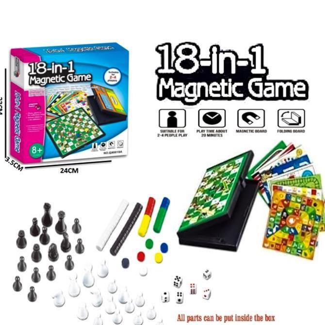 * 18 In 1 Magnetic Games - Mainan Anak Dan Dewasa - Chess - Ular Tangga *