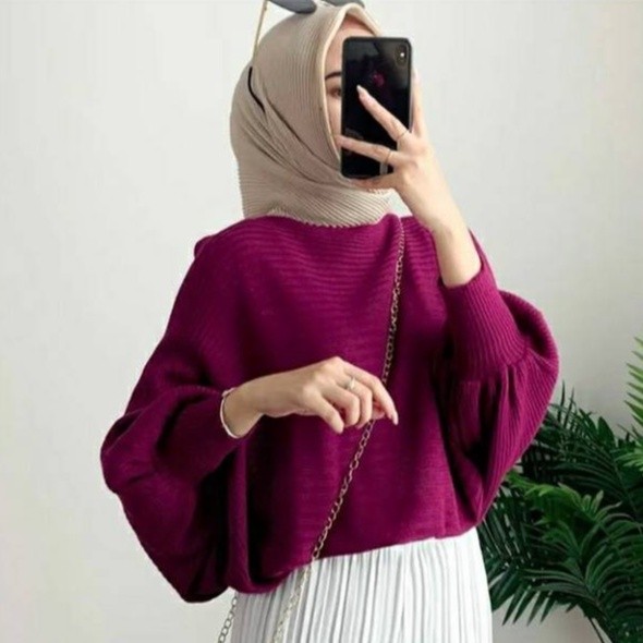 sweater blouse Batwing rajut wanita /atasan rajut wanita oversize