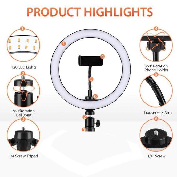 Nevafin877 - Ring Light Tripod Selfie Led Holder Tripod 2.1M Lampu Ringlight Cocok Untuk Live Streme
