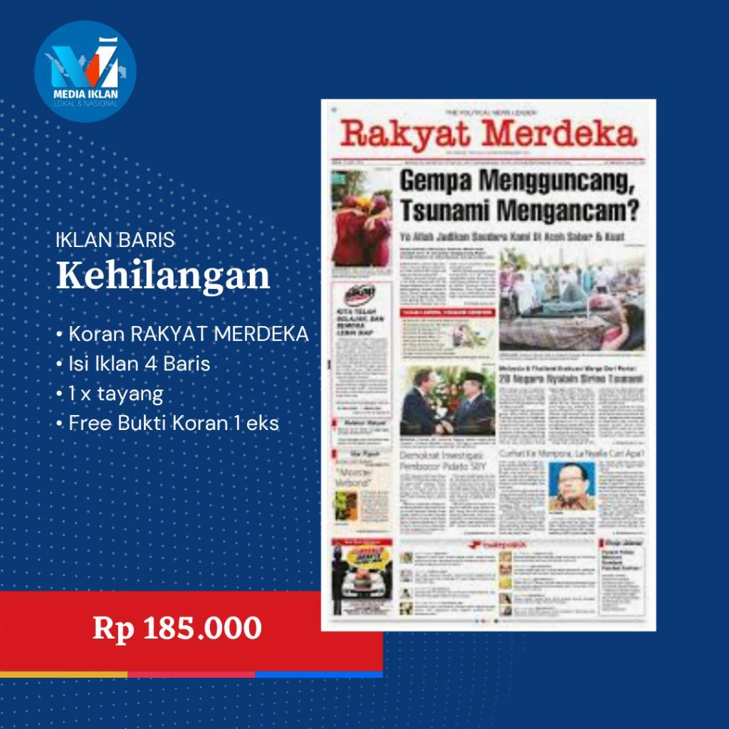 Iklan Koran Kehilangan Bpkb Stnk Ajb Shm 1 Media