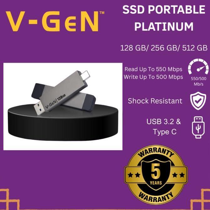 V-GeN Ssd Portable V-GeN Platinum USB 3.2 Type-C 128GB / 256G