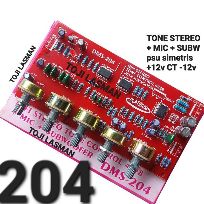 DMS 204 TONE CONTROL LM JRC 4558 + SUBWOOFER TONE SUBWOFER DMS204 PLATINUM STEREO KONTROL HIFI V MIC