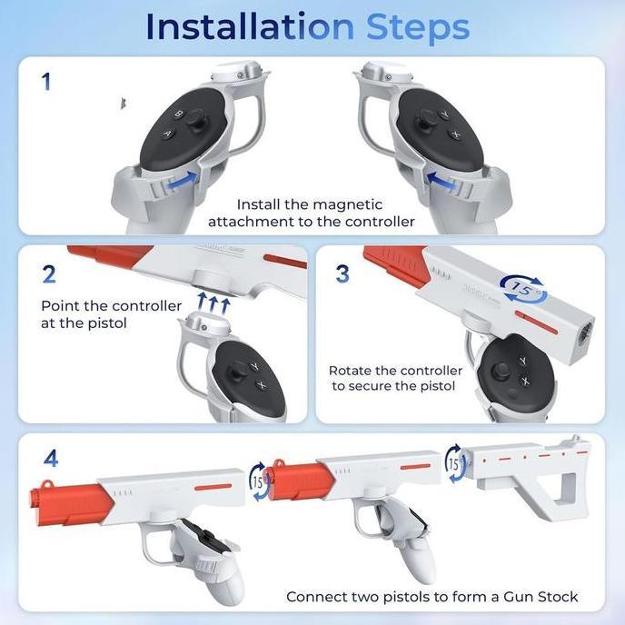 STARTRC GAMES UPGRADED VR Gun Stock for Meta Quest 3S Quest 3 Magnetic VR Accessories for Oculus Que