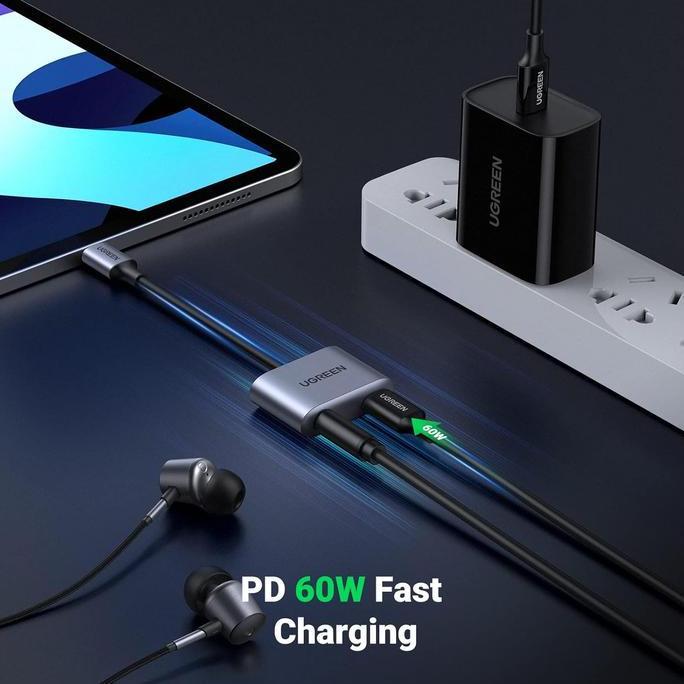 UGREEN Converter Splitter DAC Type C To Jack 3.5mm +Type C Charging Audio Call