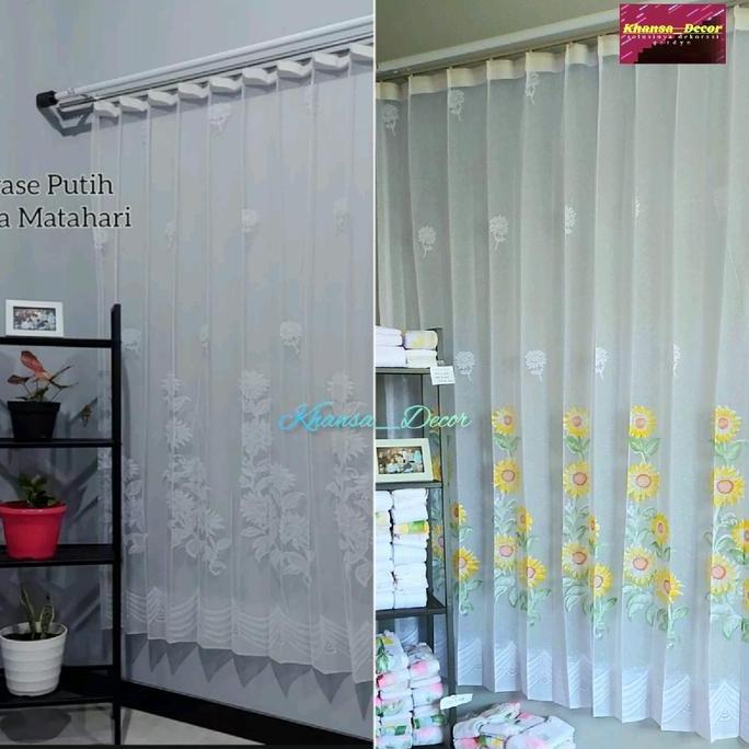 Sala - Gorden Vitrase Putih Polos Bunga Matahari Tirai Puring Kelambu Jendela Minimalis