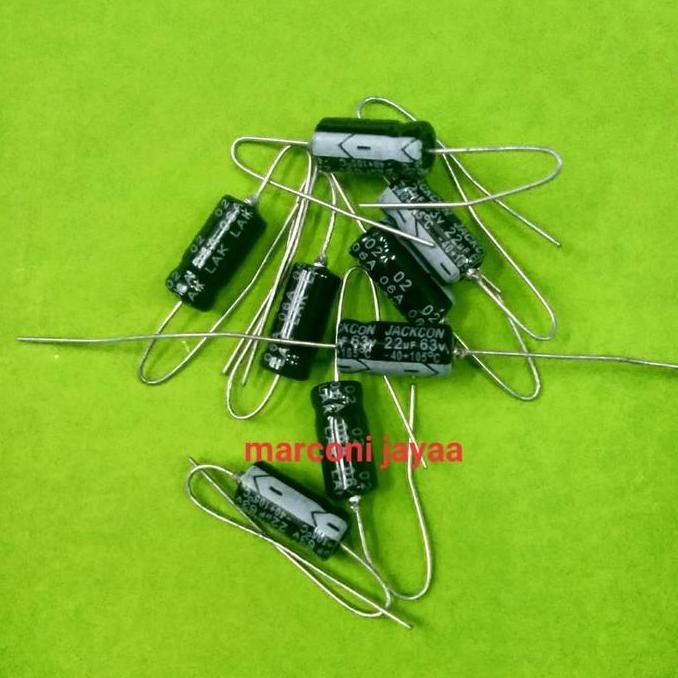 KAPASITOR 22UF 63VOLT POLAR AXIAL ASLI