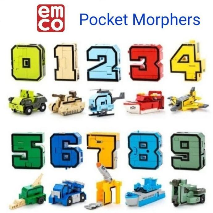 [CUCI GUDANG] EMCO POCKET MORPHERS Numbers Robot Angka Megabots Transformers Mainan