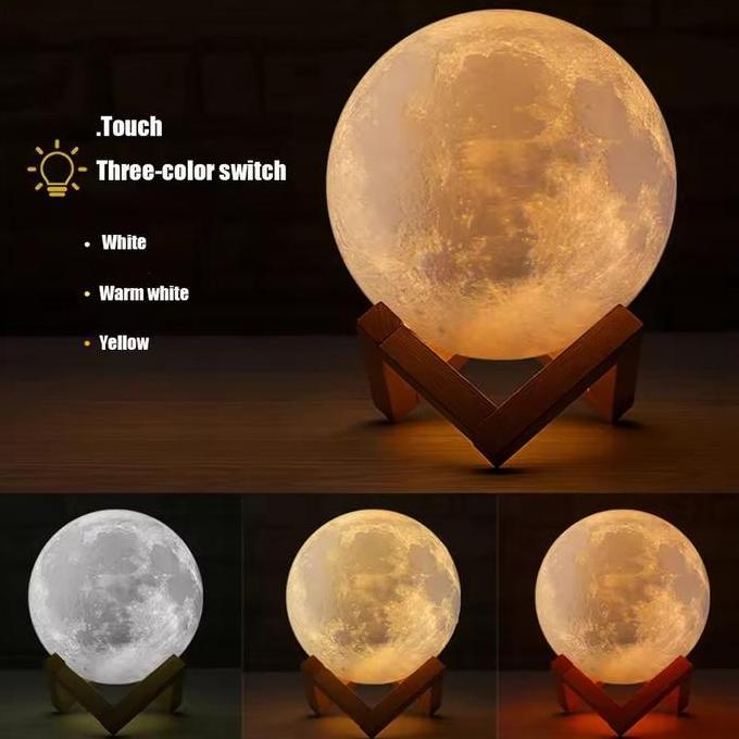 12cm/15cm/18cm/20cm Lampu Tidur Bulan 3D Dekorasi Meja Rechageable Bedroom Glowing Moon LightLED Tou