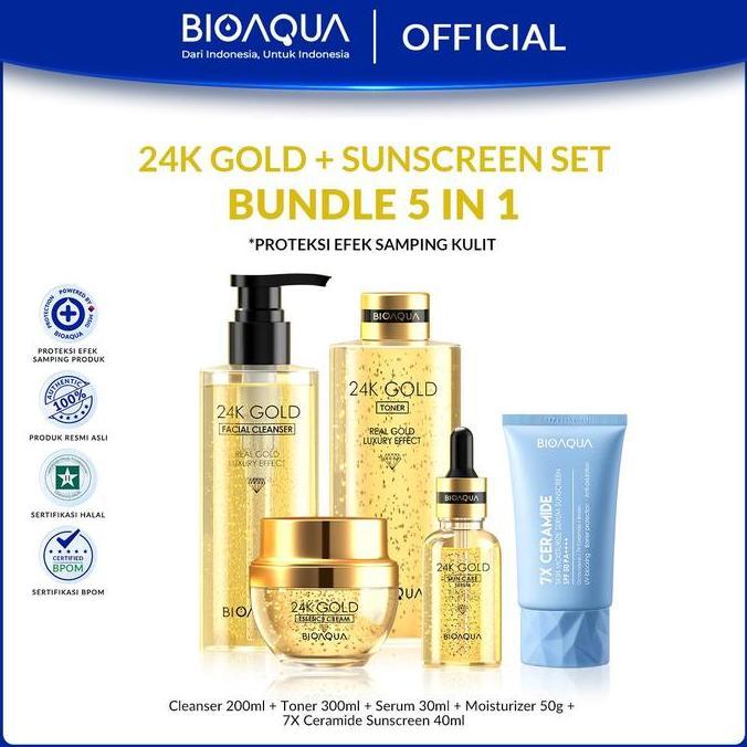 24K WHITENING KIT 8 in 1 BUHOTEI Bioaqua 24K Gold Skin Care Whitening Kit(Serum, Moisturizer, Sheet 