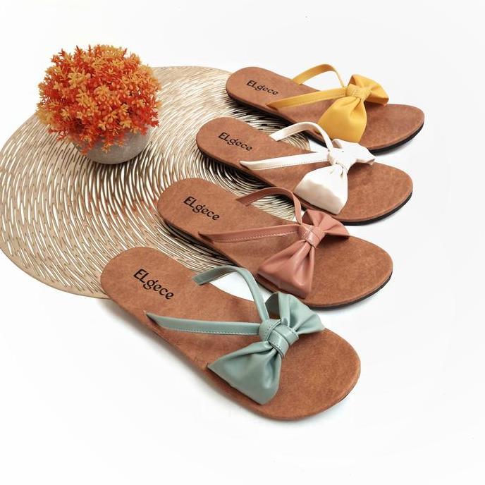 [CUCI GUDANG] Sandal Wanita Slop Sol Karet Sandal Elgece Terbaru - Pita Balon