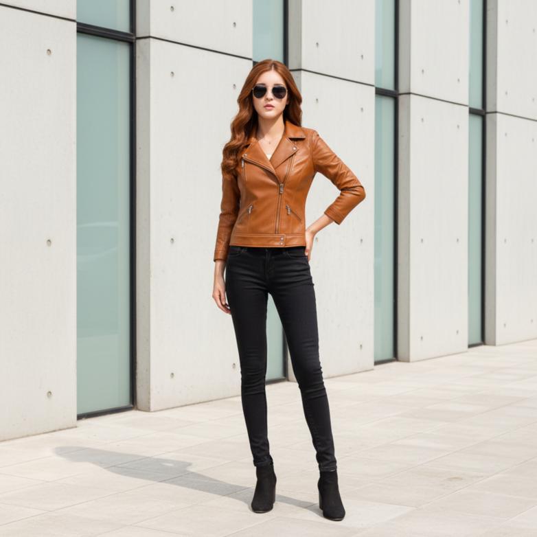 HOT Jaket semi kulit wanita cewe untuk motor model korea seksi murah