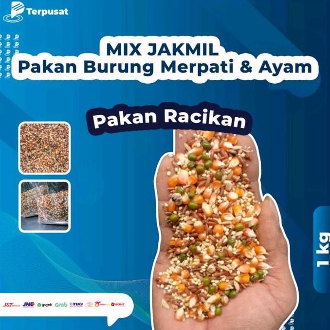 Per 1Kg Mix Jakmil Dengan Jagung Kristal, Milet, Beras Merah,  Burung Merpati Makanan Burung Dan Aya