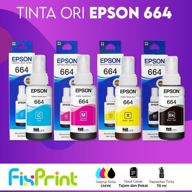 Kymco- Cmyk Tinta 664 T664 Refill Pengganti Epson L120 L360