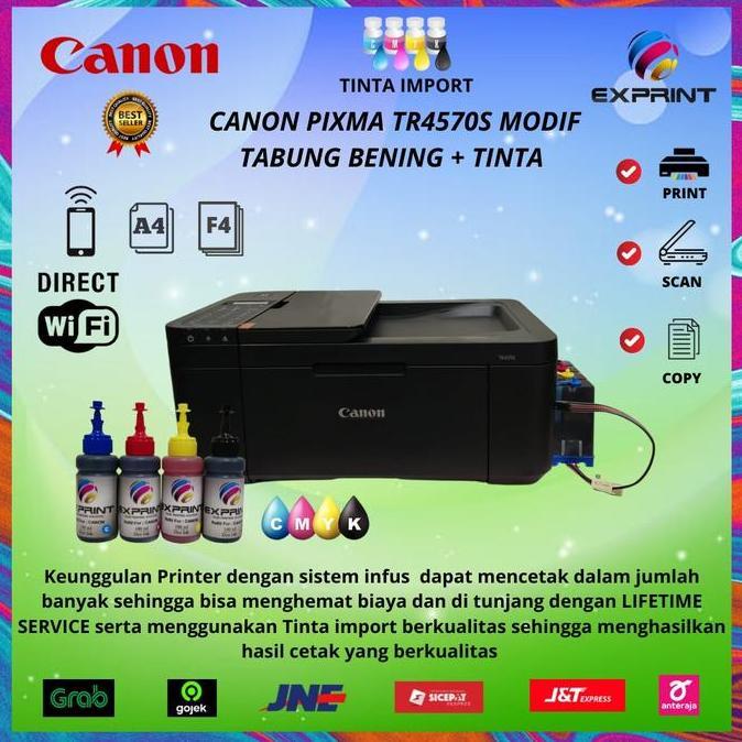 Censy- Printer Canon Pixma Tr4570S + Infus ( Print Scan Copy Fax Wifi)