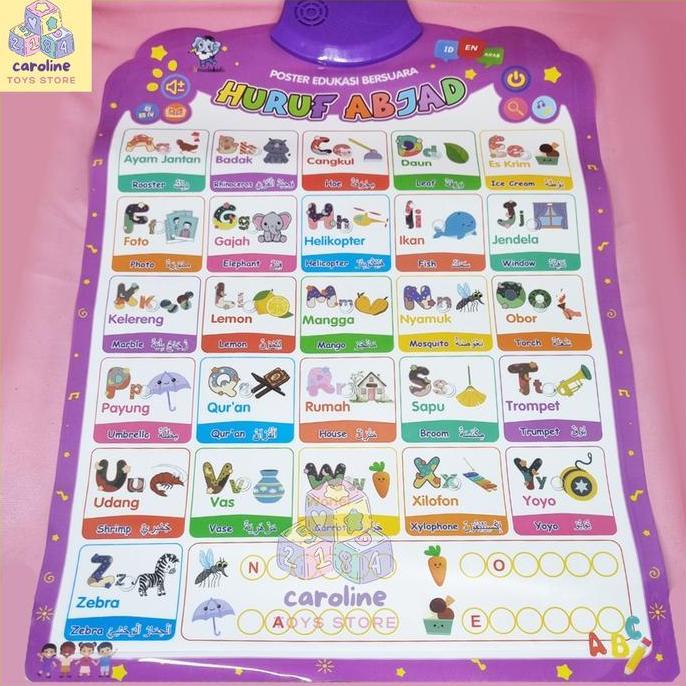 Poster Belajar Angka dan Huruf Poster Edukasi Anak Bersuara Belajar ABC dan Alfabet Diskon