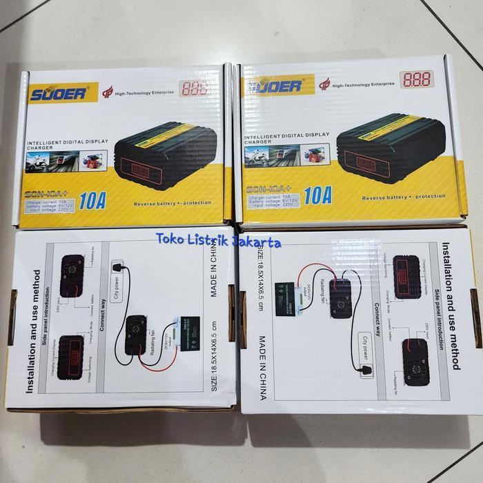 Charger Cas Aki Accu Suoer Mobil Motor Dc 12V 10 Ampere 10A Son-10A+ Original Dan Terpercaya