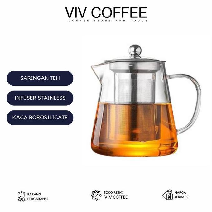 SARINGAN TEH STAINLESS TEKO KACA TEH 950 ML